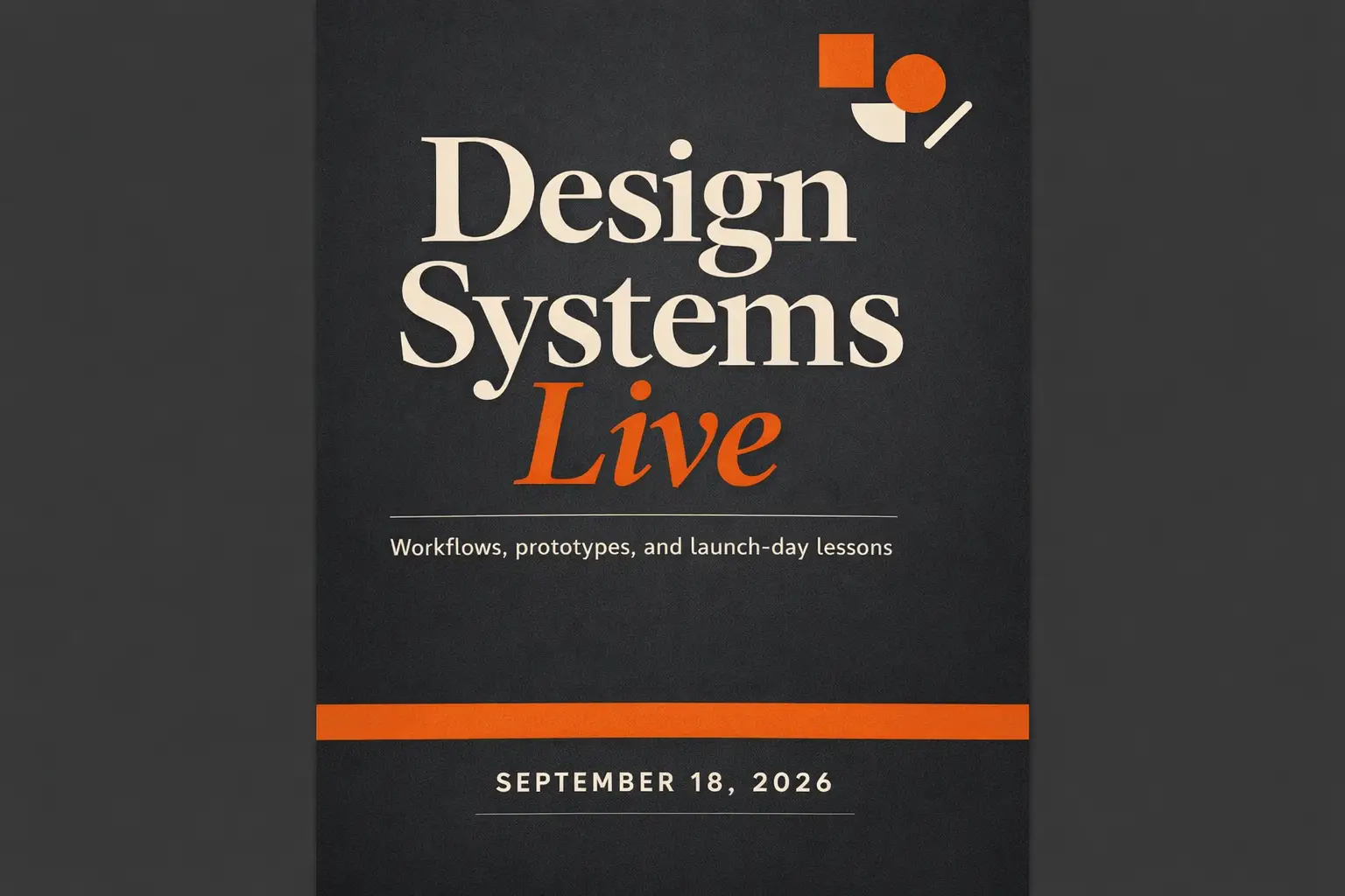 A professional event launch poster featuring a bold main headline and smaller supporting text arranged in a clear, intentional visual hierarchy.